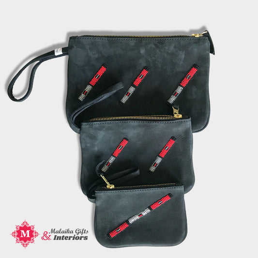 Women's Beaded Leather Pouch set