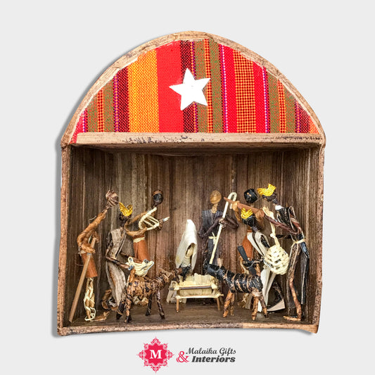 Banana fiber Nativity Scene set, Christmas Gift, Sacred birth