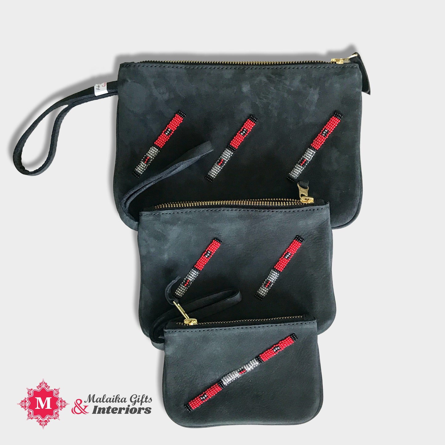 Women's Beaded Leather Pouch set