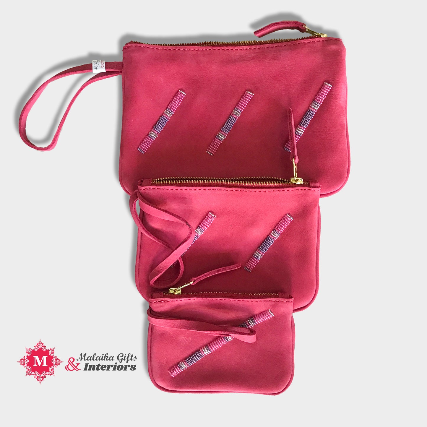 Women's Beaded Leather Pouch set